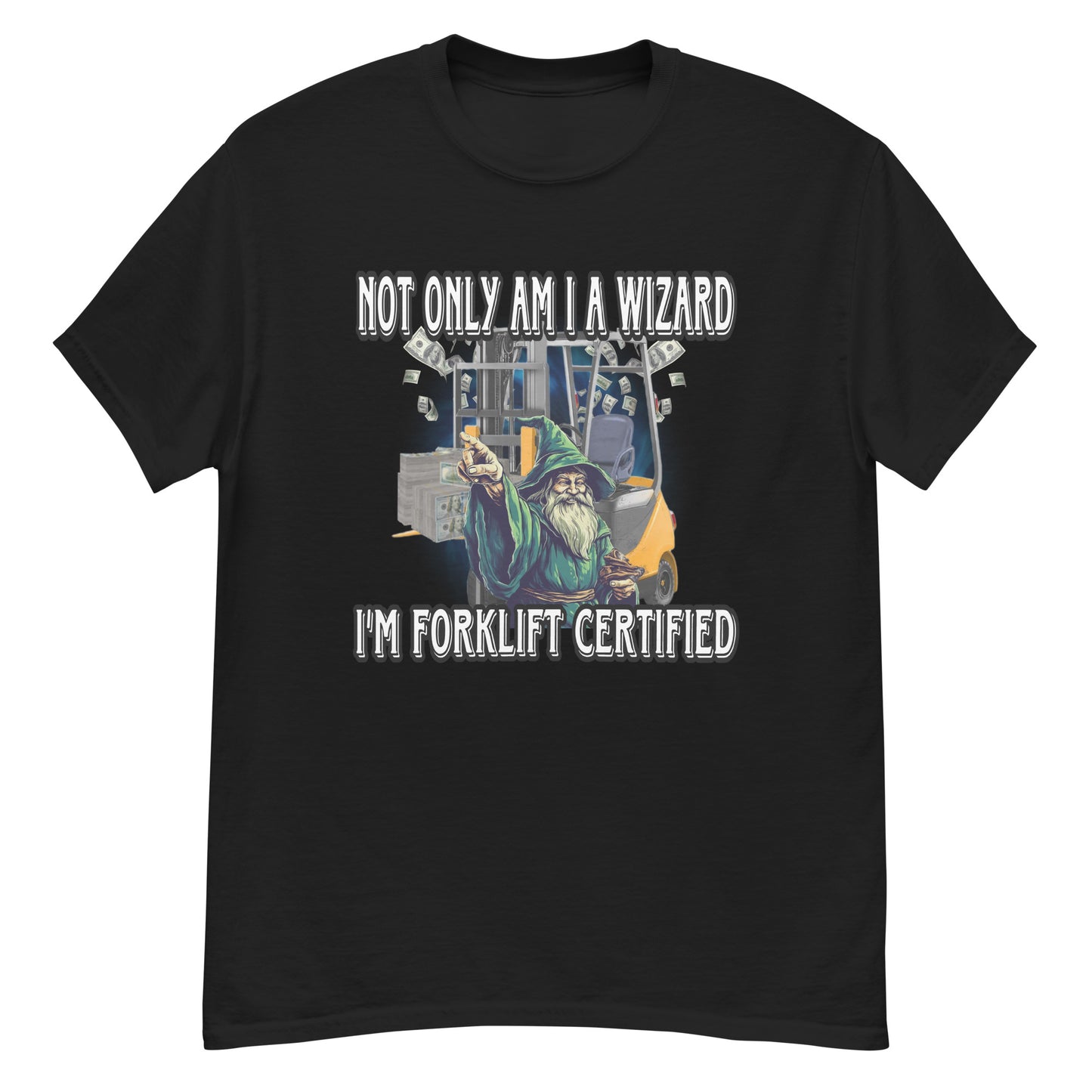 Gabelstapler-zertifiziertes Zauberer-T-Shirt