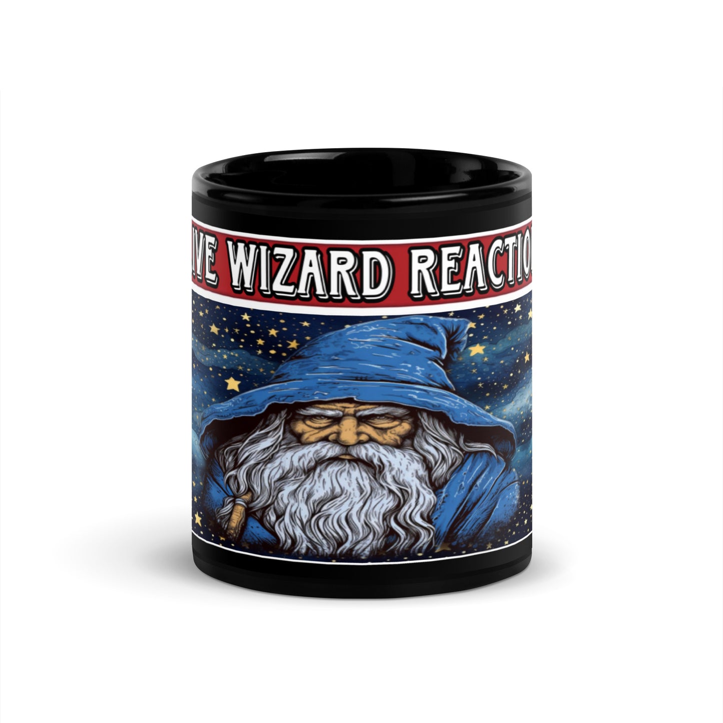 Live Wizard Reaktion Schwarze Tasse