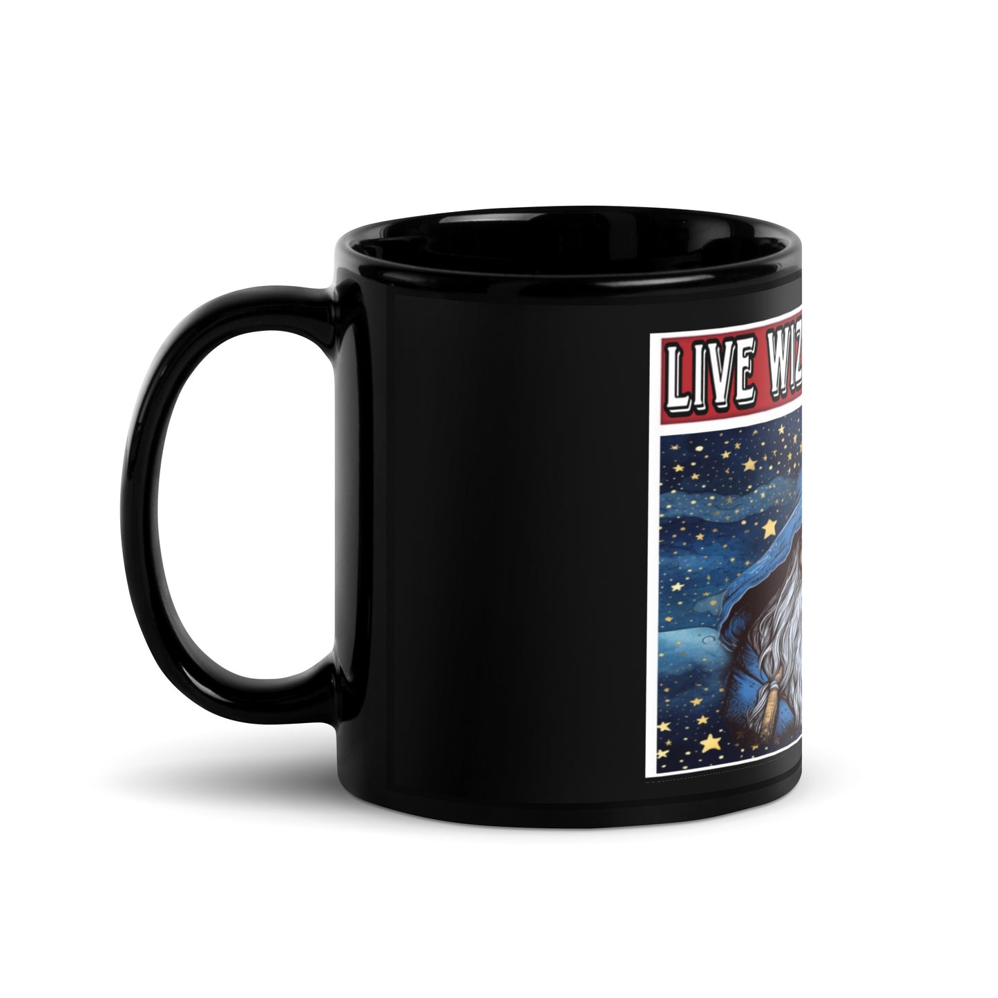 Live Wizard Reaktion Schwarze Tasse