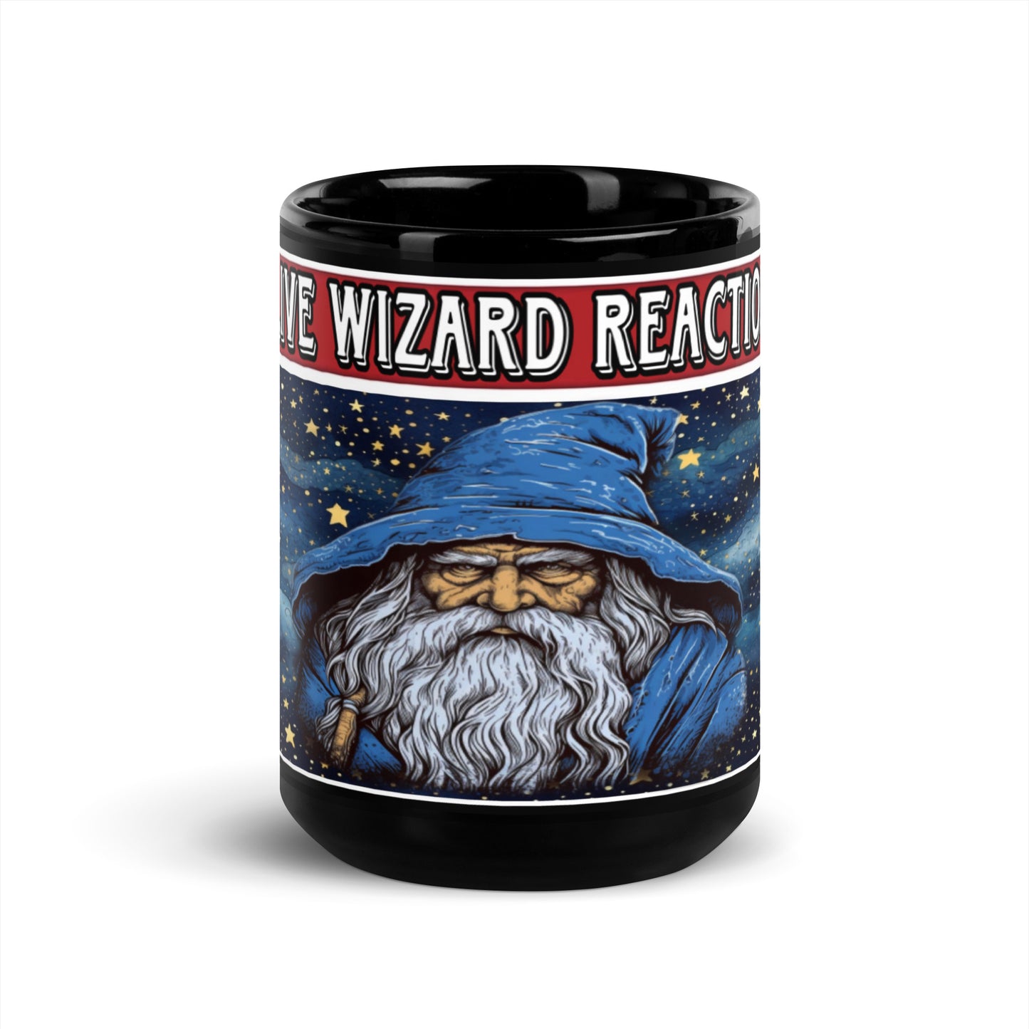 Live Wizard Reaktion Schwarze Tasse