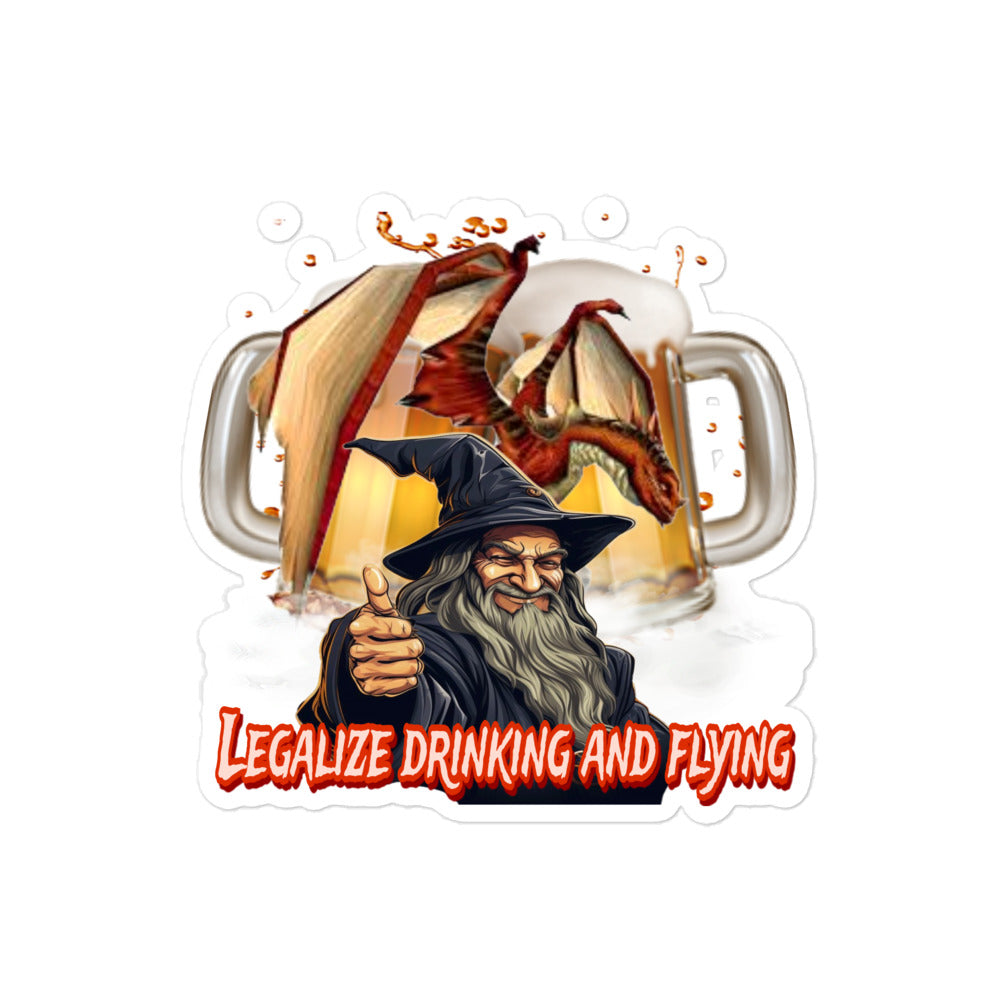 Legalize Drinking and Flying sticker.